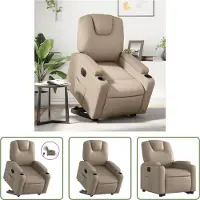 The Living Store Poltrona relax con supporto elettrico Cappuccino in ecopelle