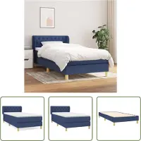 The Living Store Letto a molle con materasso Blu 80x200 cm in tessuto