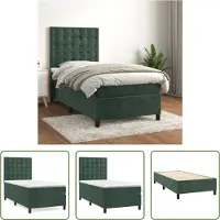 The Living Store Letto a molle con materasso verde scuro 80x200 cm in velluto