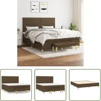 The Living Store Letto a molle con materasso marrone scuro 160x200 cm in tessuto