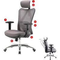 Mendler Sedia da ufficio HWC-J86, sedia da scrivania, ergonomica, supporto lombare regolabile 150 kg di portata ~ senza poggiapiedi, grigio
