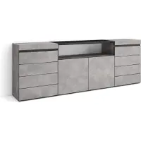 Skraut Home COZY Cassettiera, 214x35x75cm, Camera da letto, Con Stoccaggio, Cemento