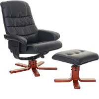 Mendler Poltrona relax MCW-E30, poltrona TV reclinabile con poggiapiedi ~ Pelle finta nera