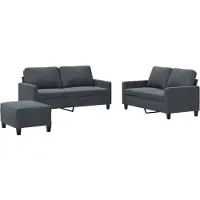 vidaXL Set divano 3 pezzi con cuscini in velluto grigio scuro