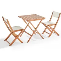 Oviala Tavolo quadrato pieghevole con set di 2 sedie pieghevoli bianche - Sete