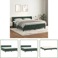 The Living Store Letto a molle con materasso verde scuro 180x200 cm in velluto