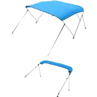 Vevor Biminitop tenda da sole per barca (3 archi), telaio in alluminio, biminitop impermeabile con sacca di stoccaggio, 185-198 cm (B) Blu