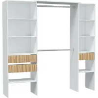 Dmora Guardaroba Grande Ary 40x187h cm Bianco, Appendiabiti 11 Vani