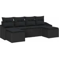 Syfax Set di divani con cuscino 6 pcs Nero polyrattan