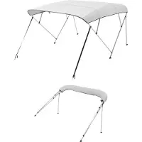 Vevor Biminitop tenda da sole per barca (4 teli) in poliestere 600D, biminitop impermeabile con borsa di stoccaggio, 216-229 cm, grigio chiaro