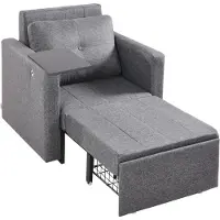 Vevor Divano letto , chaise longue singola con schienale regolabile in 5 posizioni, divano singolo estraibile con 2 ruote e spazio sottostante, grigio