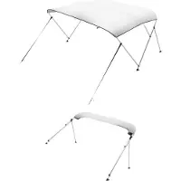 Vevor Tendalino bimini per tetto barca, 3 archi, struttura in alluminio, tendalino bimini impermeabile con borsa portaoggetti, 216-229 cm (B) Grigio chiaro