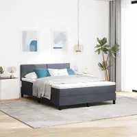 Prolenta Maison Exclusive - Letto con boxspring e testiera in tessuto color grigio scuro, dimensioni 140 x 190 cm