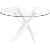 ANGEL CERDA SL Tavolo da pranzo Angel Cerdá rotondo in vetro temperato acciaio bianco 1138-Ø140