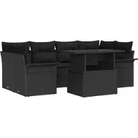 Syfax Set Divano da Giardino con cuscino 7 pcs Nero Poly Rattan