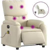 Syfax Poltrona Massaggiante Elettrica Reclinabile Crema Pelle finta