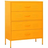 Syfax Cassettiera Giallo Senape 80x35x101,5 cm in Acciaio