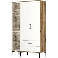 Dmora Guardaroba 3 Ante Awty 47.5x120 cm Bianco, Appendiabiti 3 Ante