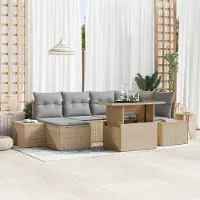 Prolenta Maison Exclusive - Set da giardino composto da 7 pezzi. Divano e poltrone in rattan sintetico, color beige e grigio chiaro