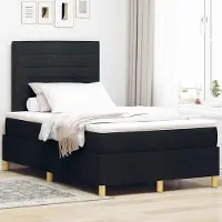 Prolenta Maison Exclusive - Letto con boxspring e testiera imbottita, colore nero, dimensioni 120 x 190 cm, rivestito in tessuto