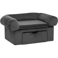 Syfax Divano per Cani con Cassetto Grigio Scuro 75x50x38cm in Peluche
