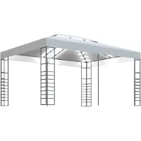 Syfax Gazebo con Stringa di Luci LED 4x3x2,7 m Bianco