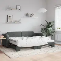 Prolenta Maison Exclusive - Divano letto estraibile con materasso grigio scuro 100x200 cm in tessuto