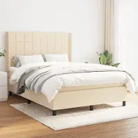 Prolenta Maison Exclusive - Letto boxspring con materasso Crema 140x190 cm Tessuto
