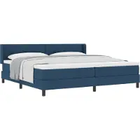 Syfax Letto a molle con testiera Blu 200 x 200 cm Tessuto