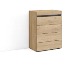 Skraut Home COZY Cassettiera, 57x35x75cm, Camera da letto, Con Stoccaggio, Rovere