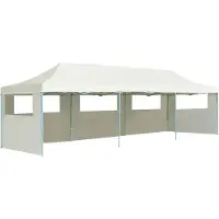 Syfax Tenda Pieghevole Pop-Up con 5 Pareti Laterali 3x9 m Crema