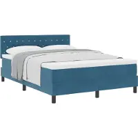 Syfax Letto a molle con materasso Blu Scuro 140 x 190 cm Velluto