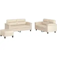 Syfax Set Divani 3 pz con Cuscini Beige in Tessuto Microfibra