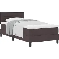 Syfax Letto a molle con testiera Marrone Scuro 90 x 200 cm Tessuto