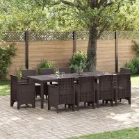 Prolenta Maison Exclusive - Set da pranzo per esterno, 11 pezzi, colore marrone, materiale: polipropilene