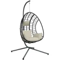 vidaXL Sedia sospesa Egg Design con supporto in rattan e acciaio beige