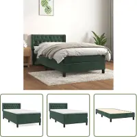 The Living Store Letto a molle con materasso verde scuro 100x200 cm in velluto