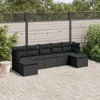 Prolenta Maison Exclusive - Set Divani da Giardino con Cuscini 7pz Nero Polyrattan