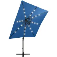 Sonstiges Ombrellone a Sbalzo con Palo e Luci a LED Azzurro 250 cm