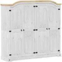 Syfax Armadio Bianco 194x52x186 cm in Legno Massello di Pino