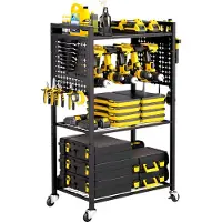 Vevor Carrello portautensili a 4 livelli, portata 68 kg, carrello da officina con portapunte arrotolabile e ripiano stabile, carrello di montaggio