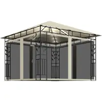 Syfax Gazebo con Zanzariera e Luci LED 3x3x2,73 m Crema