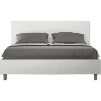 Ityhome - Letto senza rete imbottito 160x210 Pelle finta bianco Adele