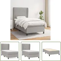 The Living Store Letto a molle con materasso grigio chiaro 80x200 cm in tessuto