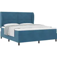 Syfax Letto a molle con materasso Blu Scuro 200 x 180 cm Velluto