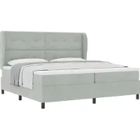 Syfax Letto a molle con materasso Grigio chiaro 200 x 200 cm Velluto