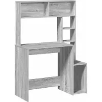 Syfax Scrivania Mensole Grigio Sonoma 100x45x140 cm Legno Multistrato
