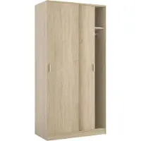 Dmora Guardaroba 2 Ante Alt 50x200h cm Marrone Rovere, Appendiabiti 2 Ante