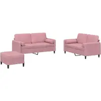vidaXL Set divano 3 pezzi con cuscini in velluto rosa