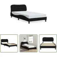 The Living Store Struttura letto con testiera nera 100x200 cm in tessuto